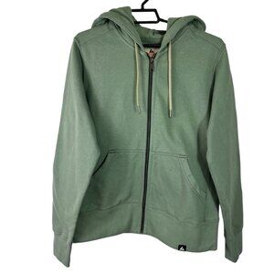 American Giant Women's L Full Zip Hoodie Sweatshirt Green FLAW-Bleach Marks